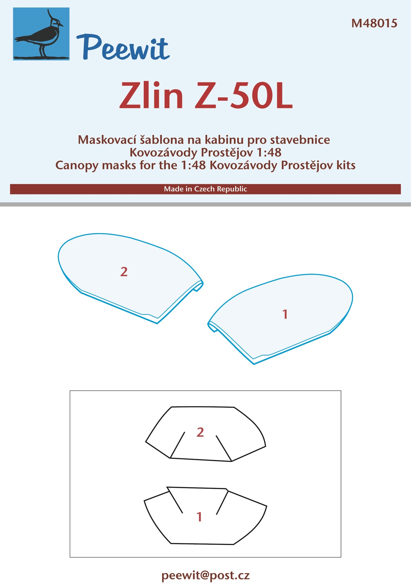 Peewit PEE48015 1:48 Zlin Z-50L canopy frame paint mask