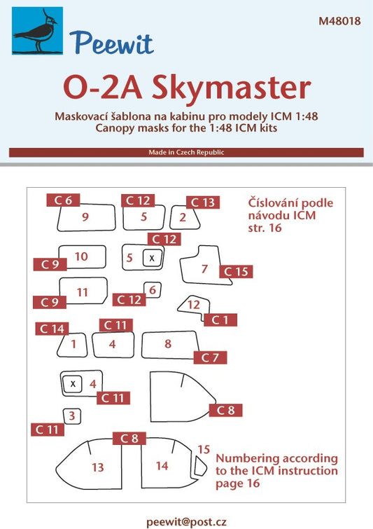 Peewit PEE48018 1:48 Cessna O-2A Skymaster canopy frame paint mask