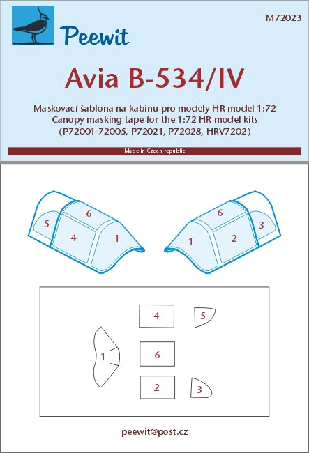 Peewit PEE72023 1:72 Avia B-534/IV canopy frame paint mask