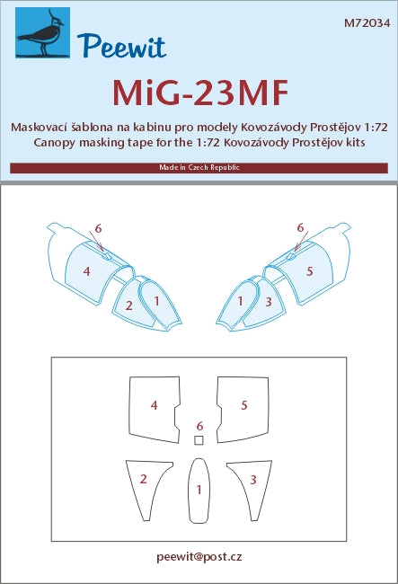 Peewit PEE72034 1:72 Mikoyan MiG-23MF canopy frame paint mask