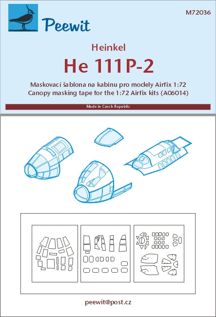 Peewit PEE72036 1:72 Heinkel He-111P-2 canopy frame paint mask