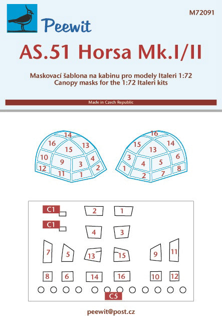 Peewit PEE72091 1:72 Airspeed AS.51 HORSA Mk.I/II canopy frame paint mask