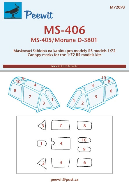 Peewit PEE72093 1:72 MS.406C1/MS.405/MS.410/D-3801 Canopy Mask