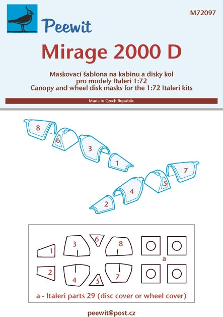 Peewit PEE72097 1:72 Dassault_Mirage 2000D canopy frame paint mask