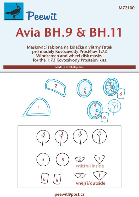 Peewit PEE72100 1:72 Avia B-9/B-11/BH-9/BH-11 canopy frame paint mask