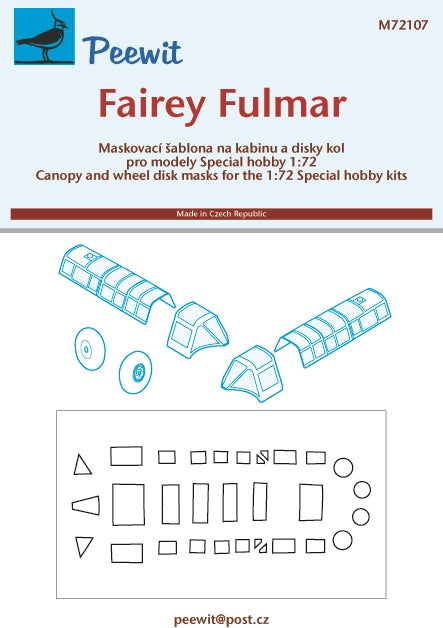 Peewit PEE72107 1:72 Fairey Fulmar Mk.I/Mk.II/NF Mk.II canopy frame paint mask