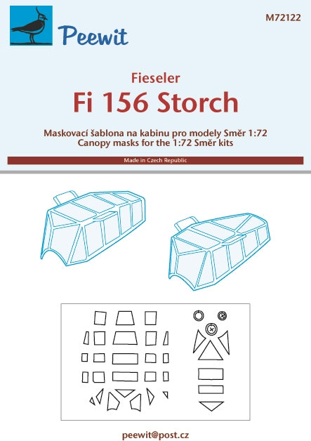 Peewit PEE72122 1:72 Fieseler Fi-156C 'Storch' canopy frame paint mask
