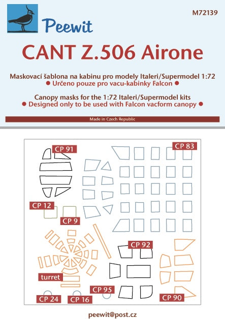 Peewit PEE72139 1:72 CANT Z.506 Airone canopy frame paint mask