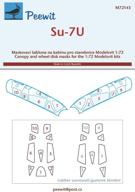 Peewit PEE72143 1:72 Sukhoi Su-7U canopy frame paint mask