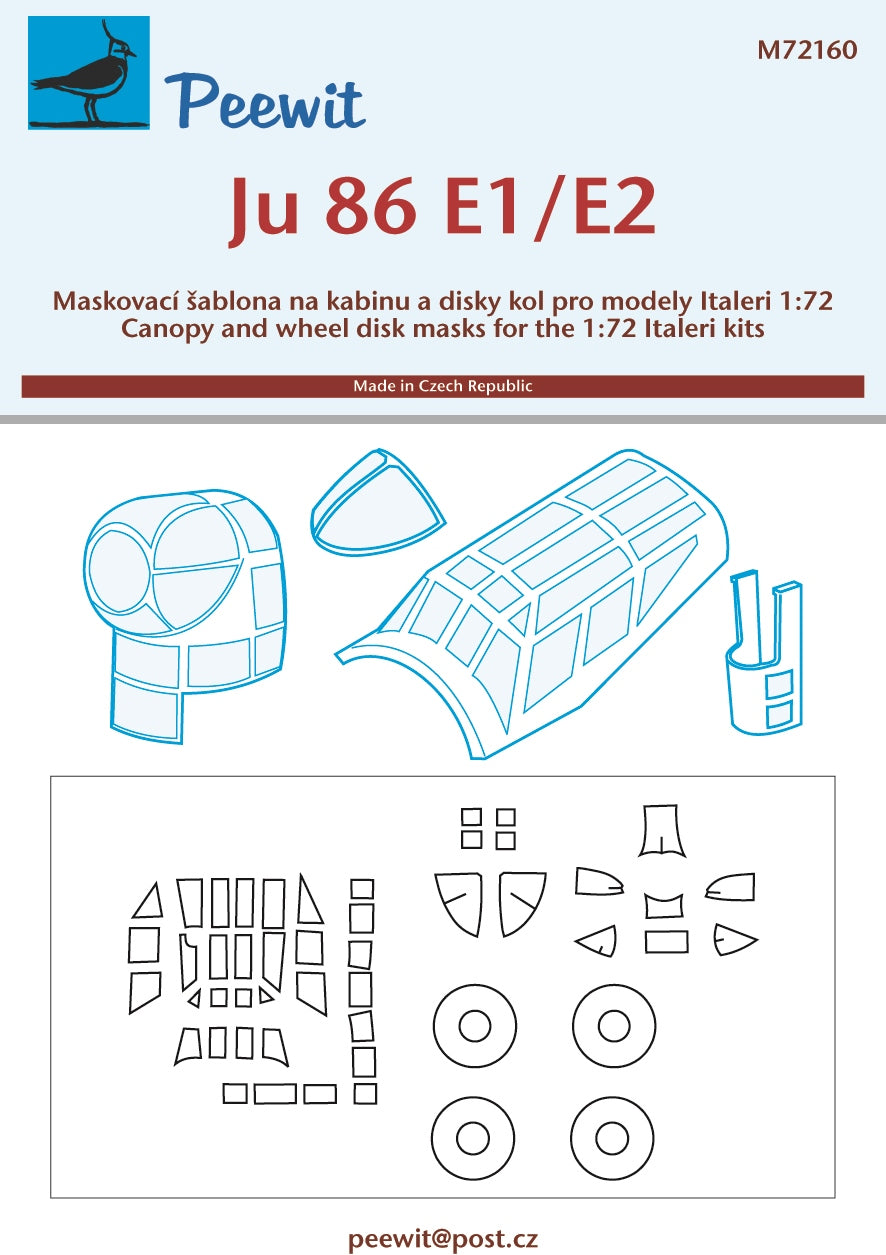 Peewit PEE72160 1:72 Junkers Ju-86E-1/E-2 canopy frame paint mask