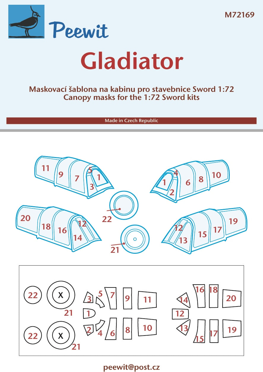 Peewit PEE72169 1:72 Gladiator Gladiator Mk.I canopy frame paint mask