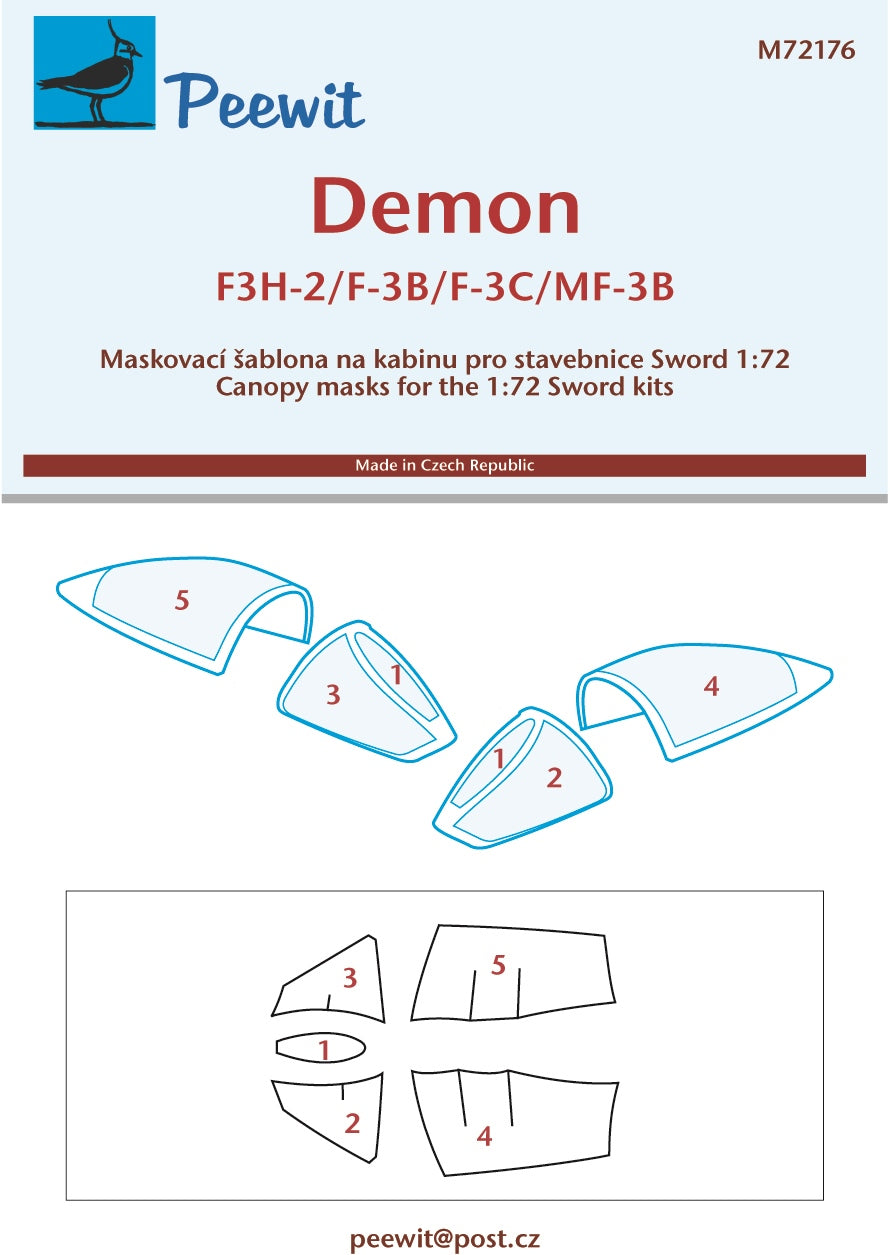 Peewit PEE72176 1:72 McDonnell F3H-2 Demon canopy frame paint mask