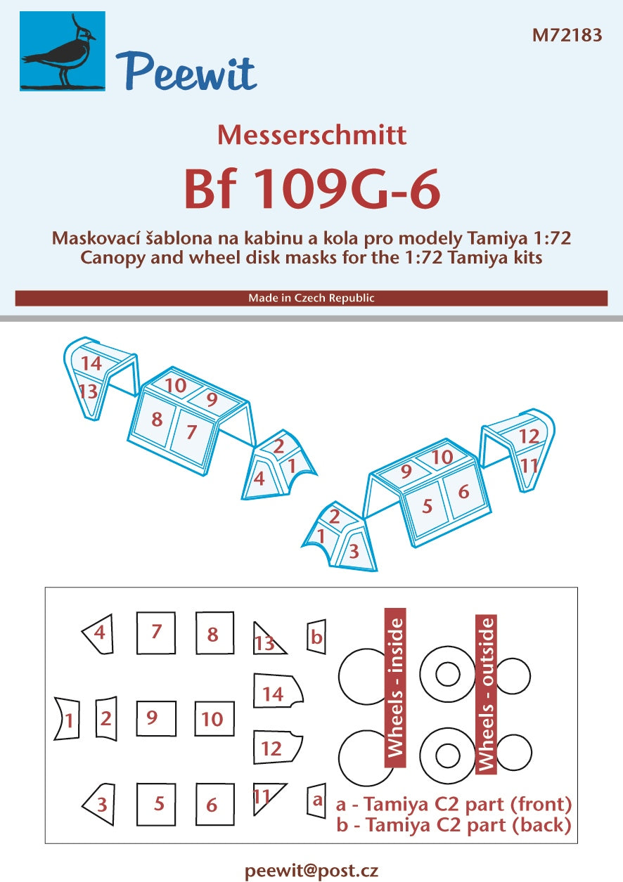 Peewit PEE72183 1:72 Messerschmitt Bf-109G-6 canopy frame paint mask