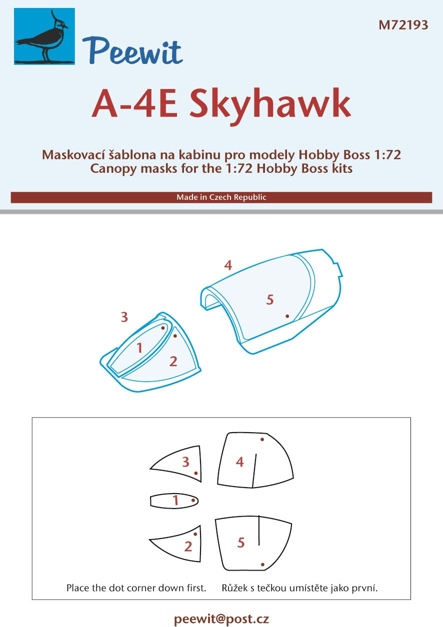 Peewit PEE72193 1:72 Douglas A-4E Skyhawk canopy frame paint mask