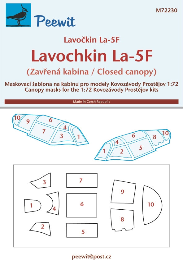 Peewit PEE72230 1:72 Lavochkin La-5F closed canopy frame paint mask