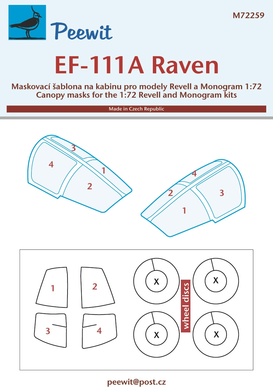 Peewit PEE72259 1:72 General-Dynamics EF-111A Raven canopy frame paint mask