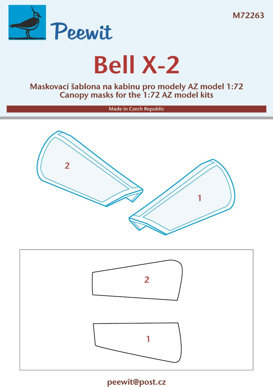 Peewit PEE72263 1:72 Bell X-2 canopy frame paint mask