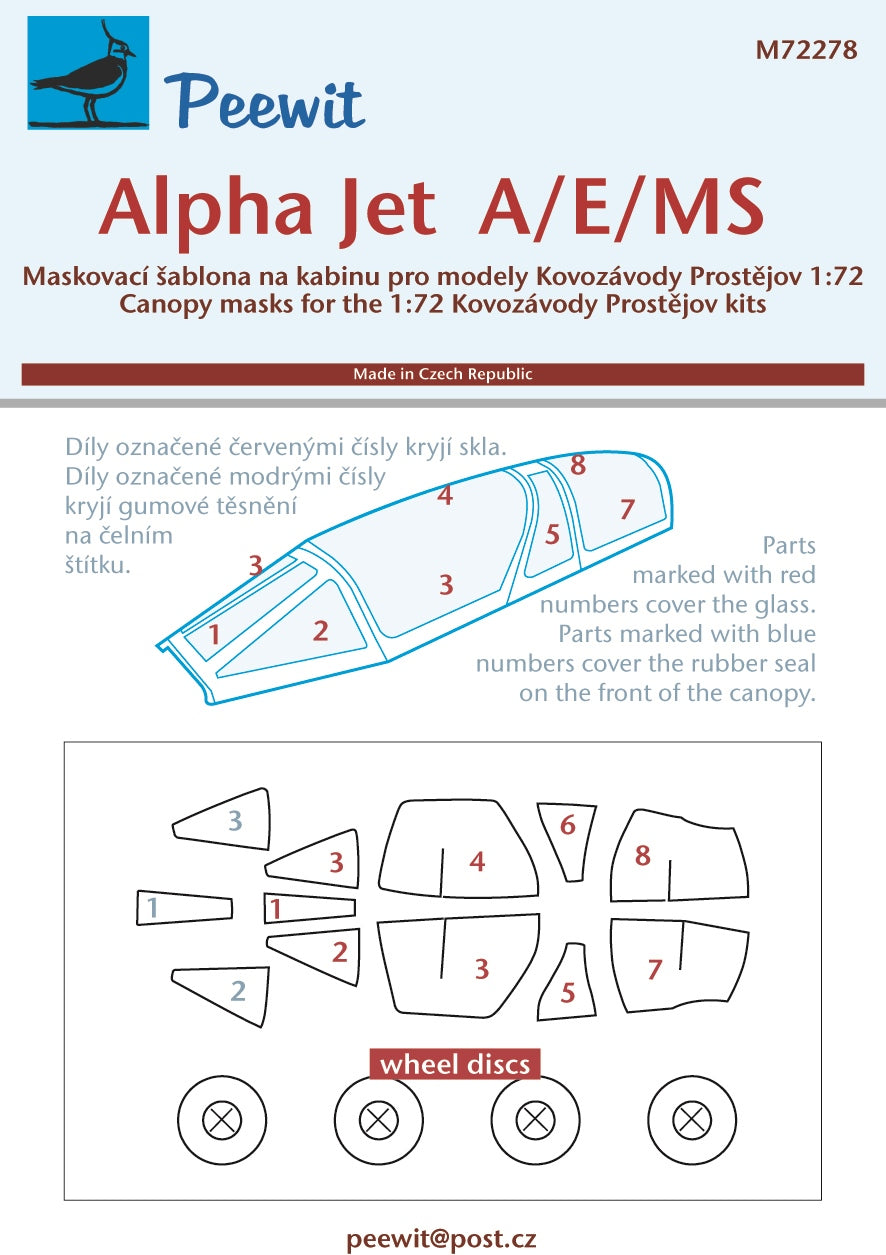 Peewit PEE72278 1:72 Alpha Jet A/E/MS canopy frame paint mask