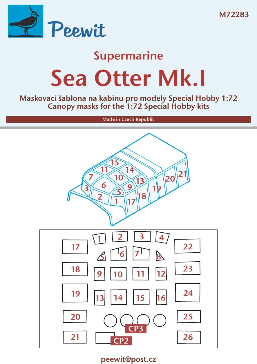 Peewit PEE72283 1:72 Supermarine Sea Otter Mk.I canopy frame paint mask