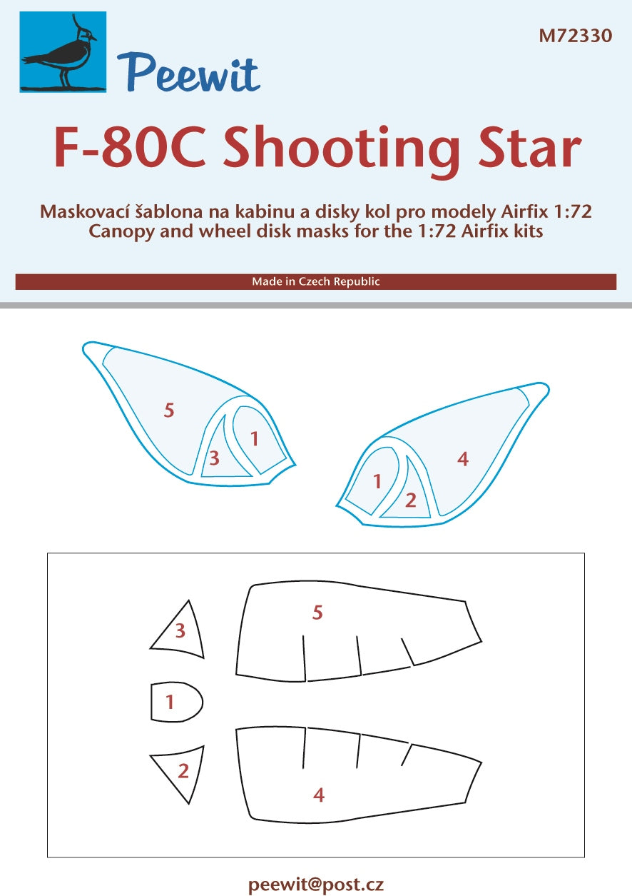 Peewit PEE72330 1:72 Lockheed F-80C Shooting Star canopy frame paint mask