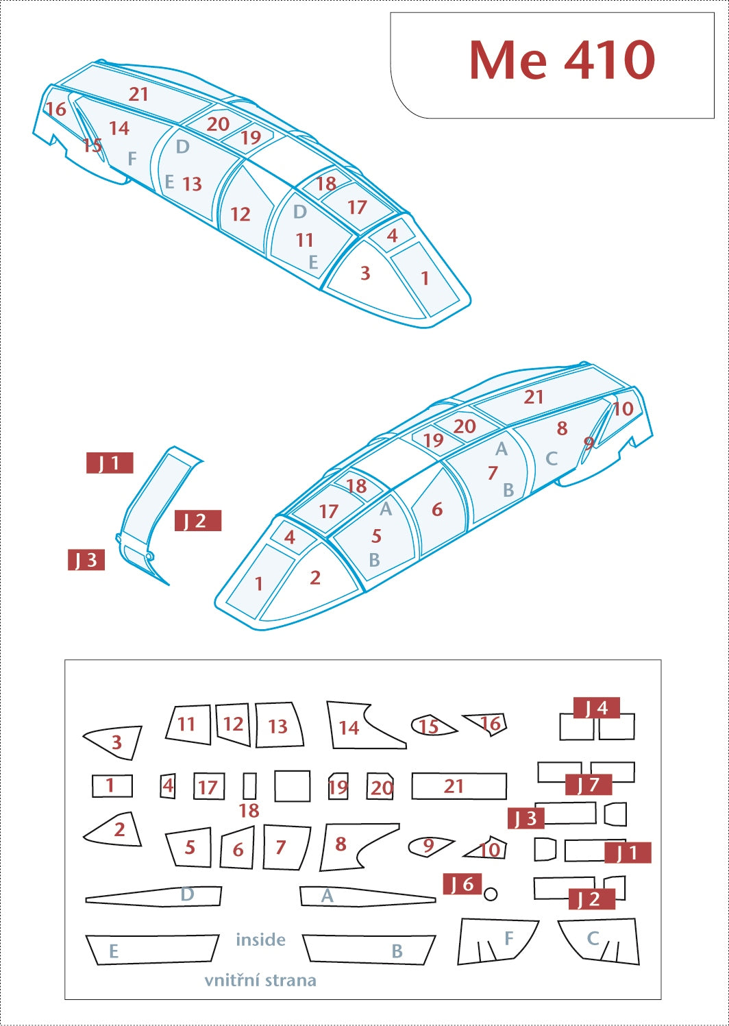 Peewit PEE72337 1:72 Messerschmitt Me-410A-1/U-2 canopy frame paint mask