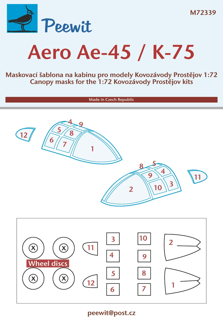Peewit PEE72339 1:72 Aero Ae-45 / K-75 /Ae-45S canopy frame paint mask