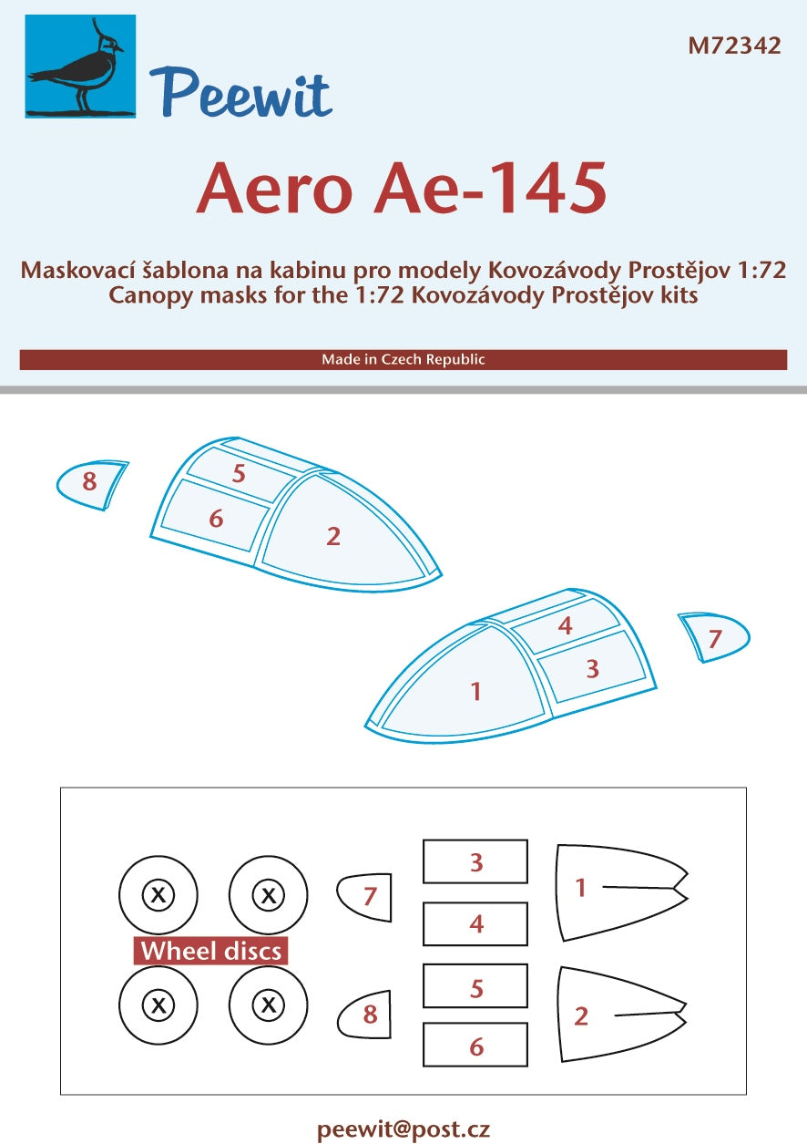 Peewit PEE72342 1:72 Aero Ae-145 canopy frame paint mask