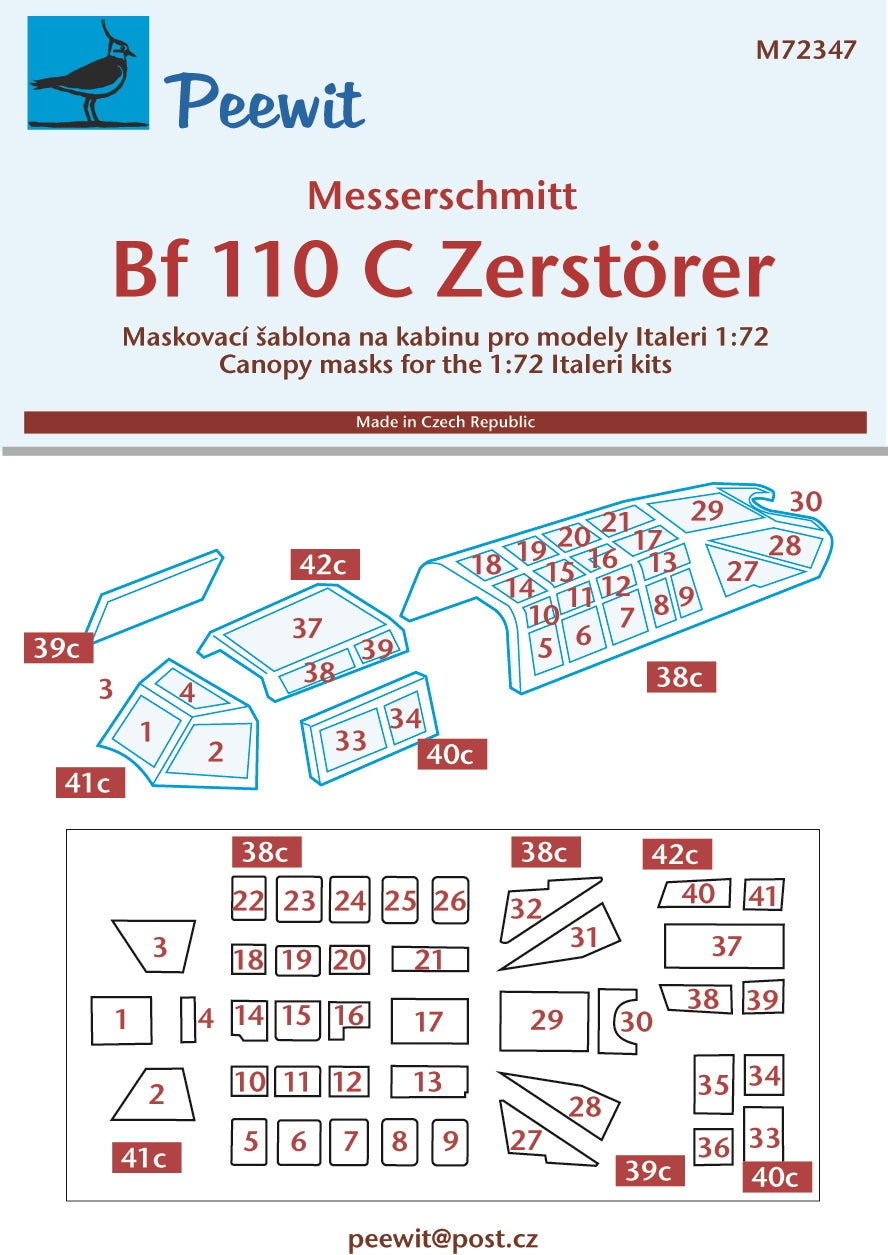 Peewit PEE72347 1:72 Messerschmitt Bf-110C-3/C-4 Zerstorer