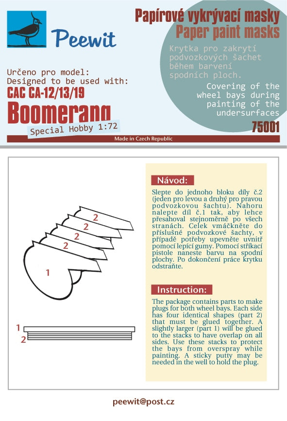 Peewit PEE75001 1:72 CAC CA-12/CAC-13/CAC-19 Boomerang
