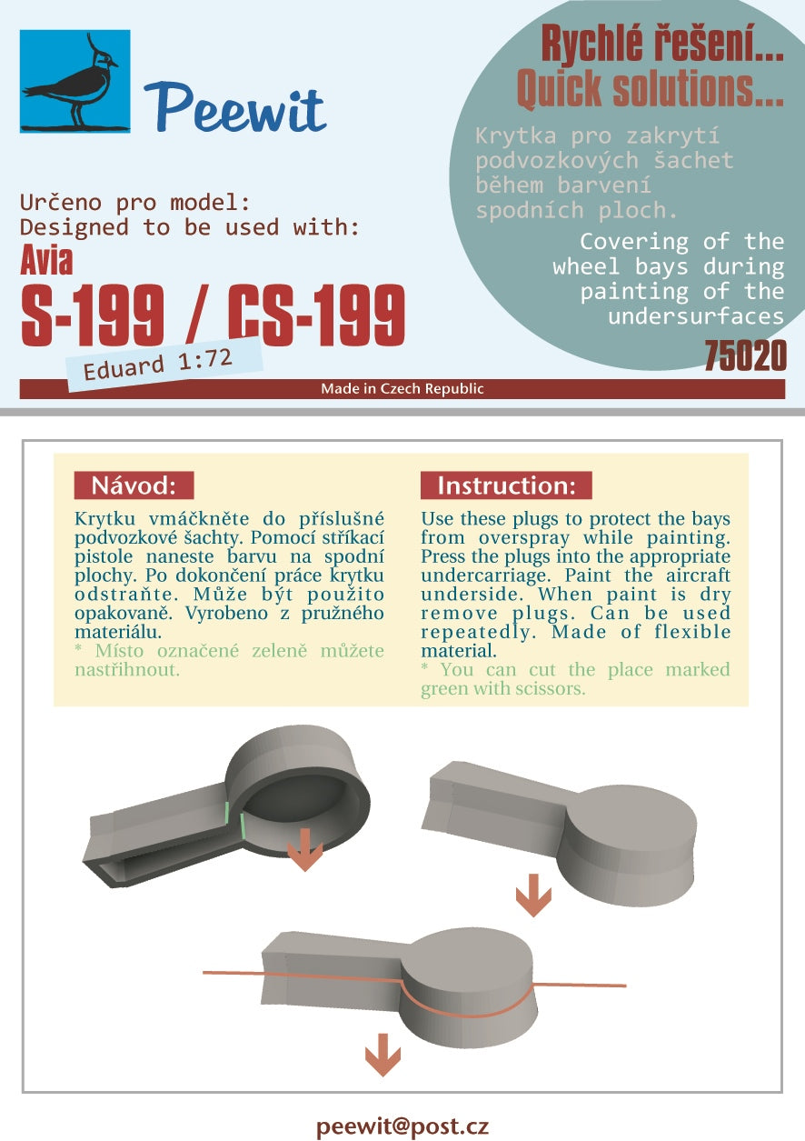 Peewit PEE75020 1:72 Avia S-199 / CS-199 Flexible Wheel Bay Plugs