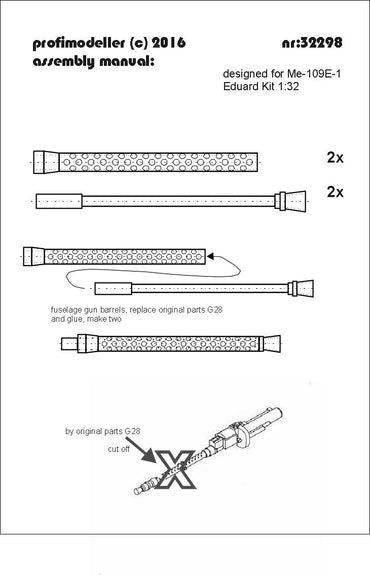 Profimodeller PF32298P 1:32 Gun barrels for Messerschmitt Bf-109E-1
