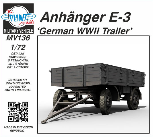 Planet Models PLAMV136 1:72 Anhanger E-3 German 3-ton Trailer
