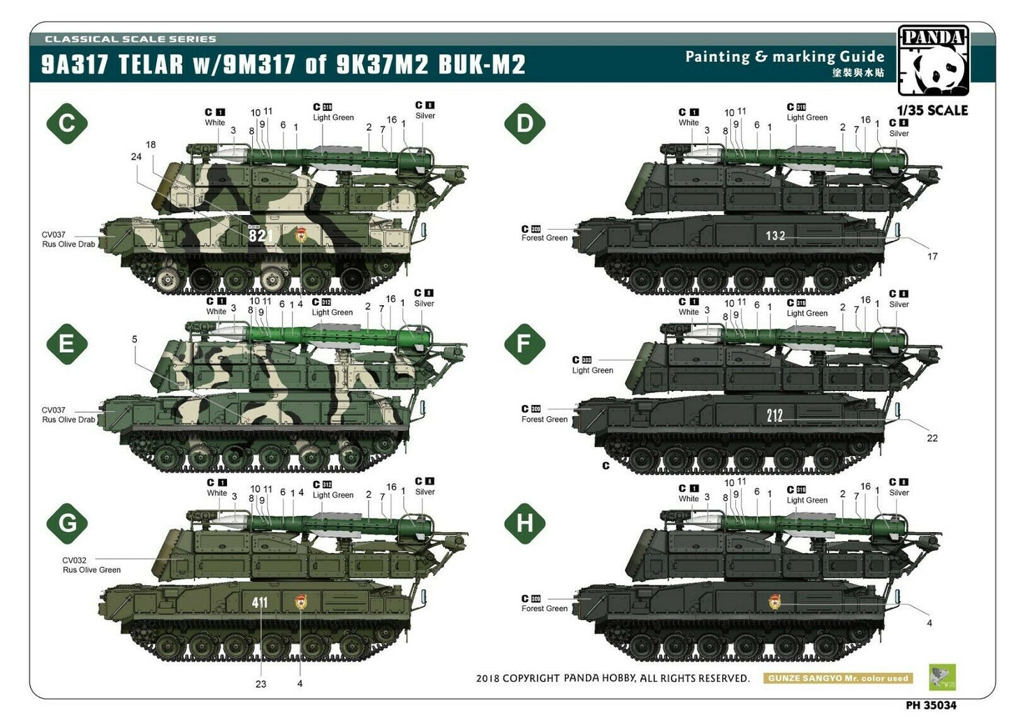 Panda PH35034 1:35 9A317 TELAR w/9M317 of 9K37M2 BUK M2