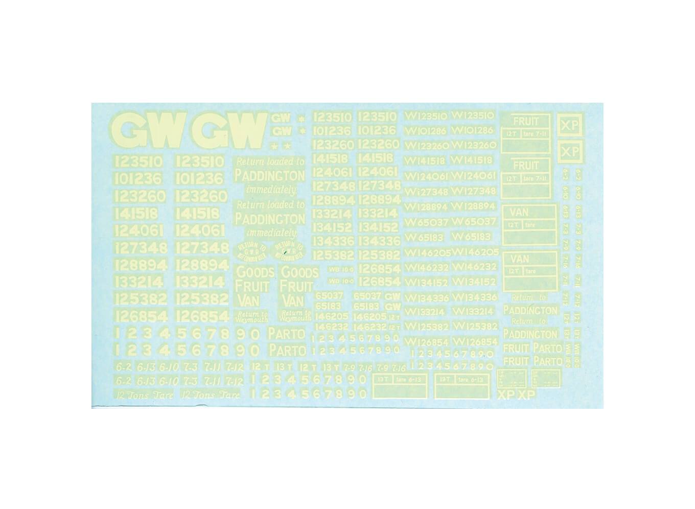 Parkside PS72 GWR/BR Box and Fruit Van Transfers (Waterslide) O Gauge