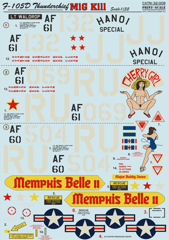 Print Scale PSL32009 1:32 F-105D Thunderchief MiG Killers Decals