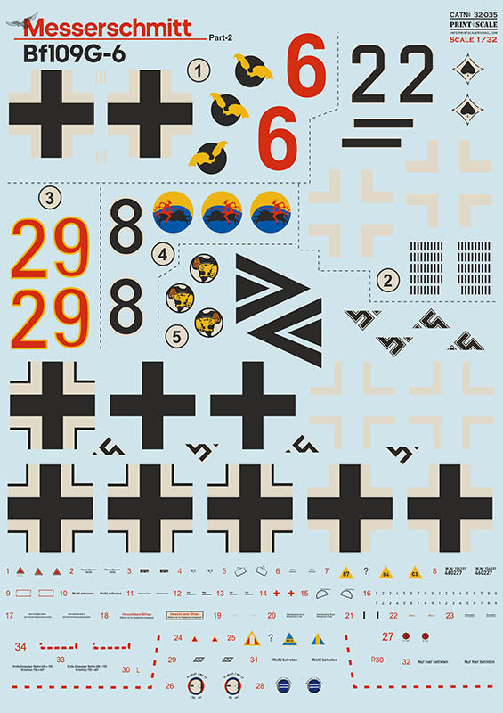 Print Scale PSL32035 1:32 Messerschmitt Bf-109G-6 Part 2 1