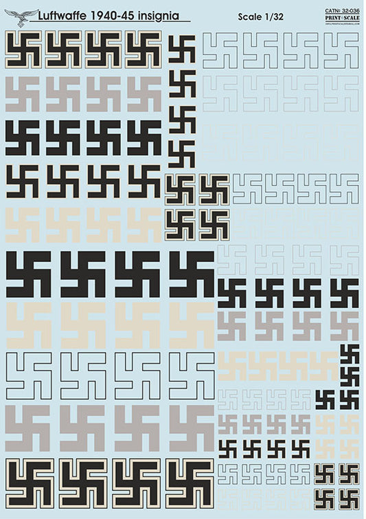 Print Scale PSL32036 1:32 Luftwaffe Insignia 1939-1945