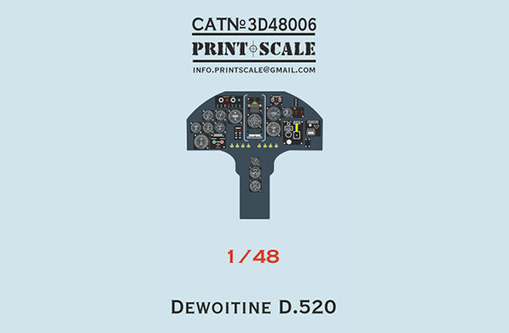 Print Scale PSL3D48-06 1:48 Instrumental panel Dewoitine D.520