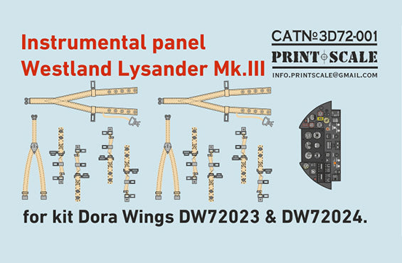 Print Scale PSL3D72-01 1:72 Westland Lysander Mk.III Instrumental panel