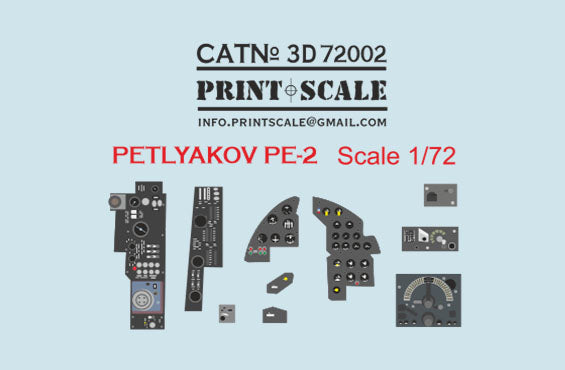 Print Scale PSL3D72-02 1:72 Instrumental panel Petlyakov Pe-2 3d-printed