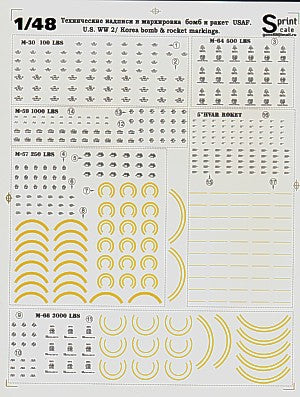 Print Scale PSL48001 WWII/Korea Bomb & Rocket Markings 1:48
