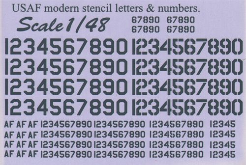 Print Scale PSL48004 1:48 USAF modern letters and numbers