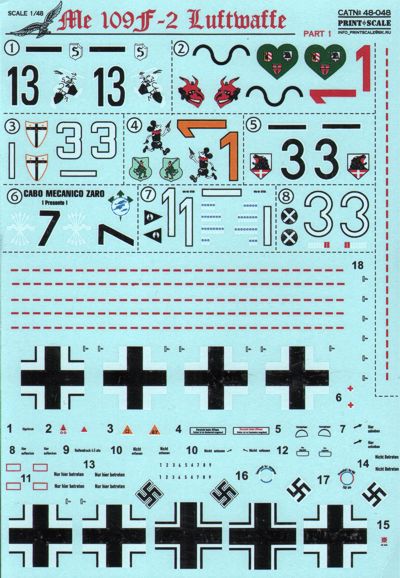 Print Scale PSL48048 1:48 Messerschmitt Bf-109F-2 Part 1 1