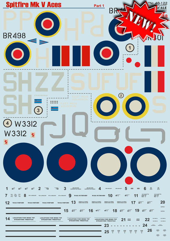 Print Scale PSL48122 1:48 Supermarine Spitfire Mk.VB/Mk.VC Aces Part-1
