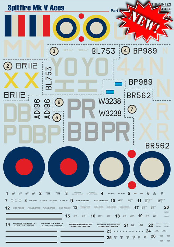 Print Scale PSL48123 1:48 Supermarine Spitfire Mk.VB/Mk.VC Aces Part-2