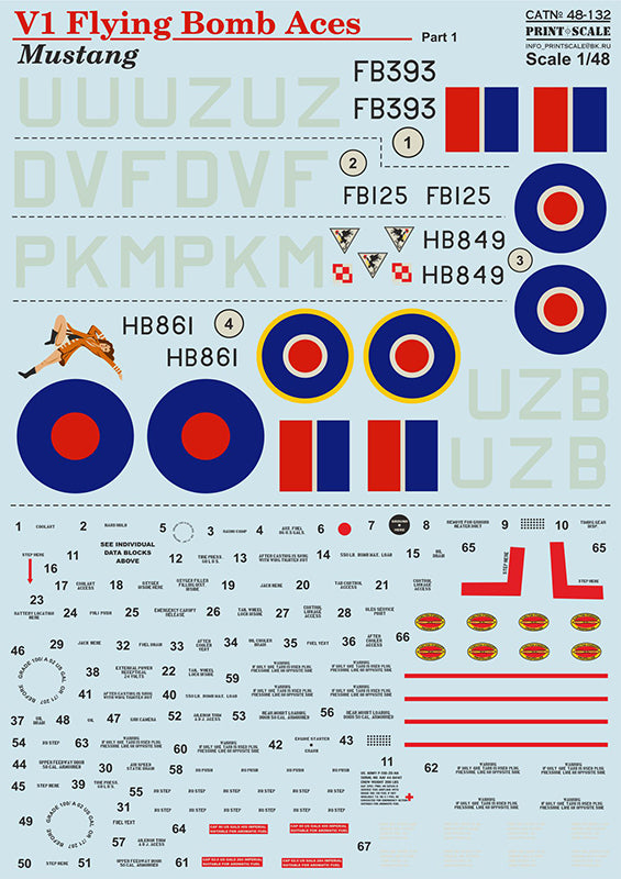 Print Scale PSL48132 1:48 V-1 Flying Bomb Aces Mustang 1