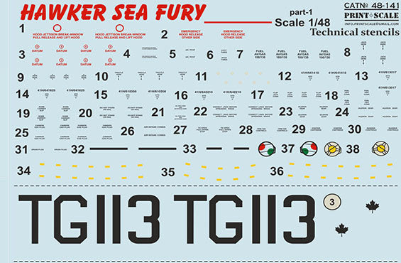 Print Scale PSL48141 1:48 Hawker Sea Fury Part 1 1