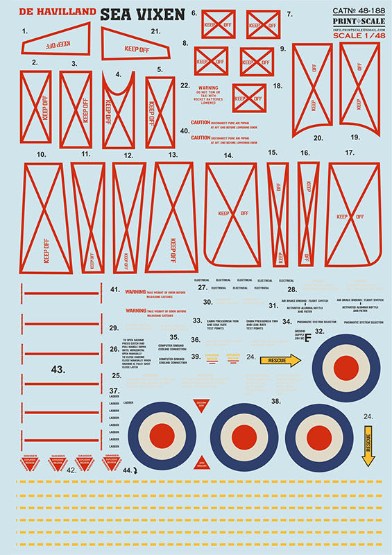 Print Scale PSL48188 1:48 de Havilland Sea Vixen 1