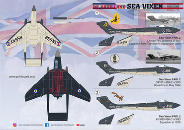 Print Scale PSL48188 1:48 de Havilland Sea Vixen 1