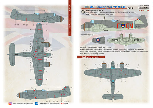 Print Scale PSL48208 1:48 Bristol Beaufighter TF Mk X Part 3 1 Beaufighte